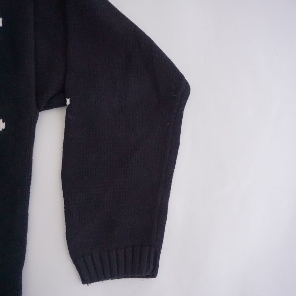 Vintage EP Pro Black Cotton Knit Scottie Dog Puppy Animal Print Cardigan S - Picture 4 of 10